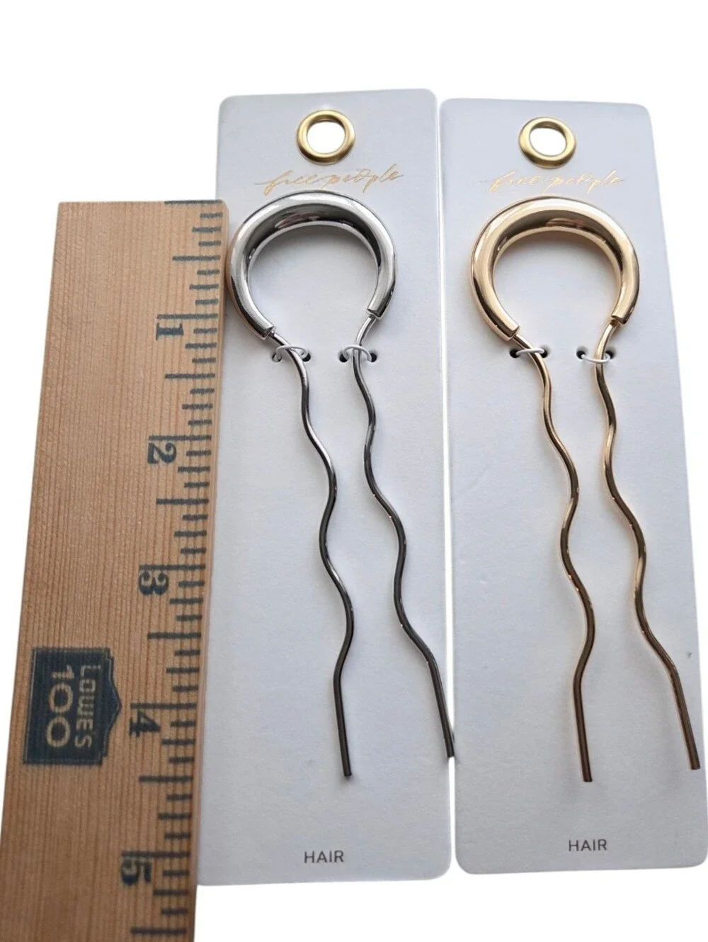 Free People Gold & Silver Wavy Hair Pin Set Minimalist Hair Accessories NWT